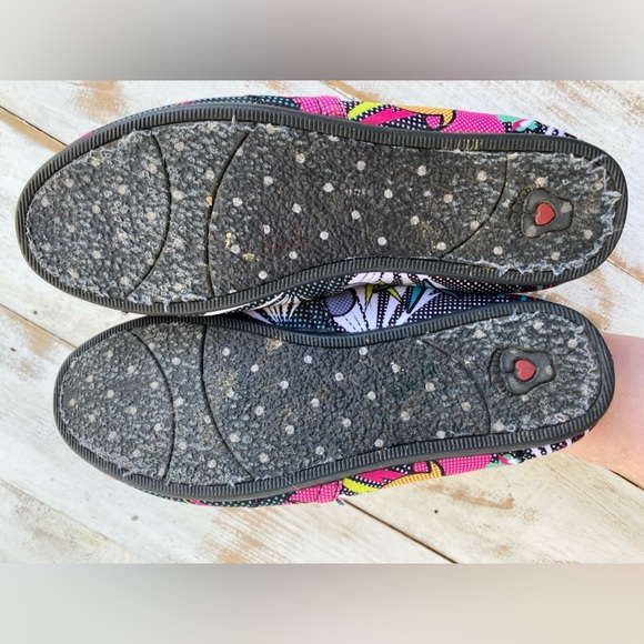 BOBS by Skechers Memory Foam slip-on shoes comic book pop art colorful EUC sz 7 - Picture 8 of 11